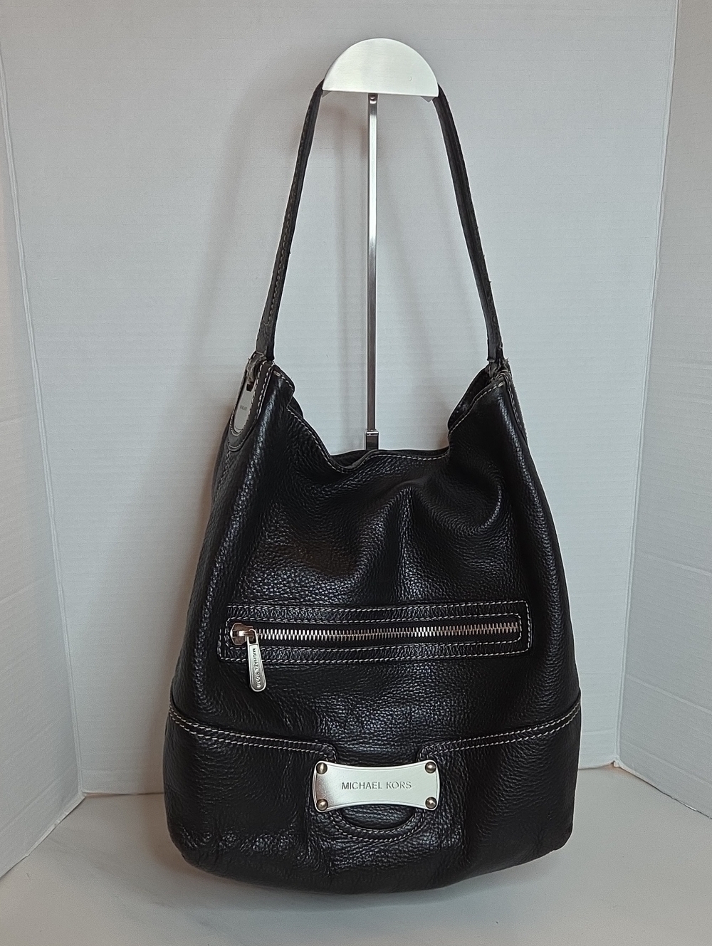 Michael Kors Black Pebbled Leather Hobo Shoulder Bag